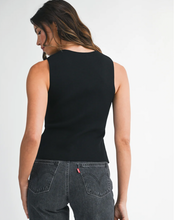 Load image into Gallery viewer, The V-Neck Button Down Knit Vest – Black