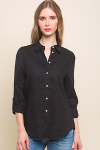 The Cary Linen top-Black