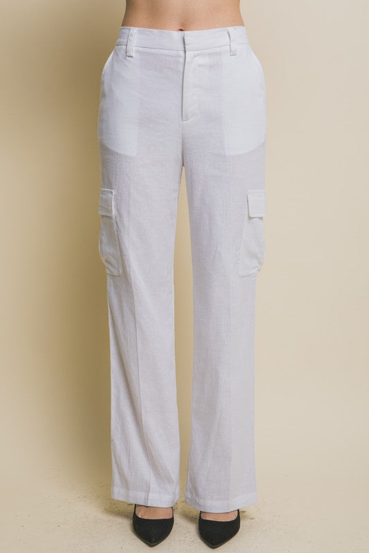 The Tara Linen Pants- White