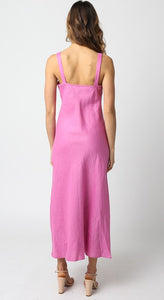 The Thea Linen Dress- Pink