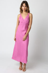 The Thea Linen Dress- Pink
