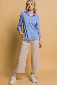 The Ariana linen top- Lt Blue