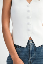 Load image into Gallery viewer, The V-Neck Button Down Knit Vest – White
