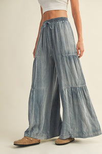 Wide-Leg Chambray Pants | Women’s Lightweight Boho Denim Trousers – Maruchi