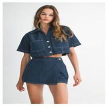 Load image into Gallery viewer, The Denim Crop Shirt and Mini Skort Set
