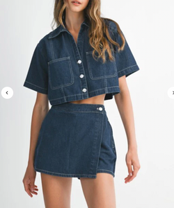 The Denim Crop Shirt and Mini Skort Set
