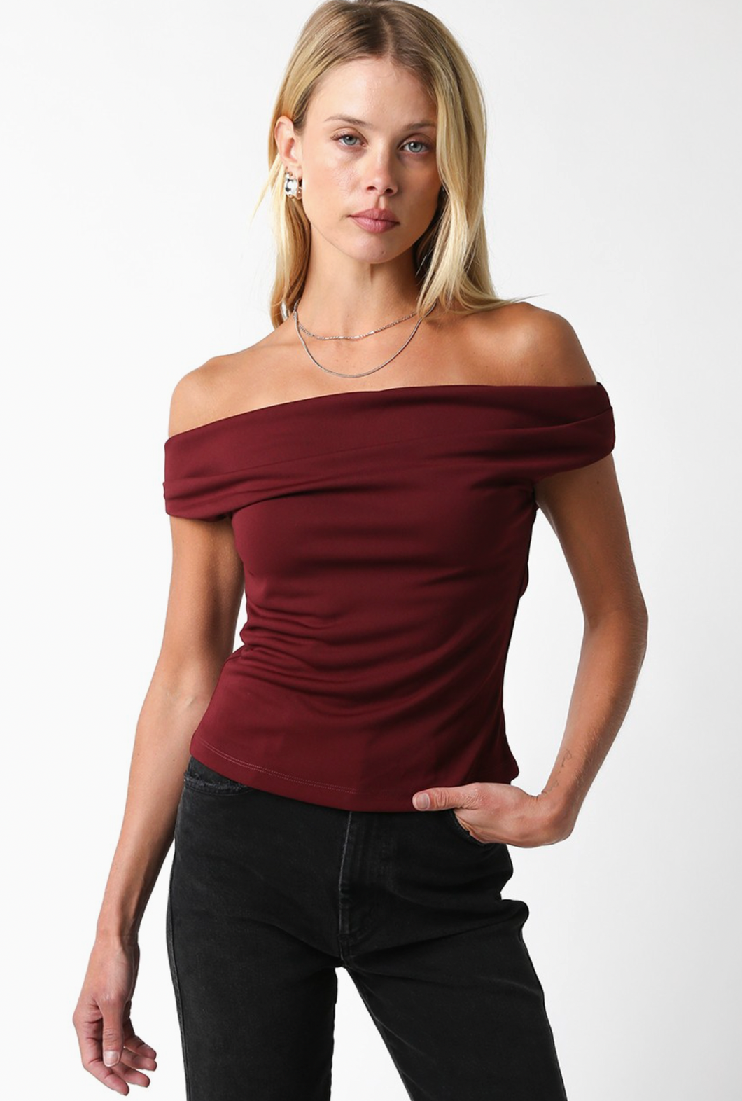 The Macey top- Burgundy