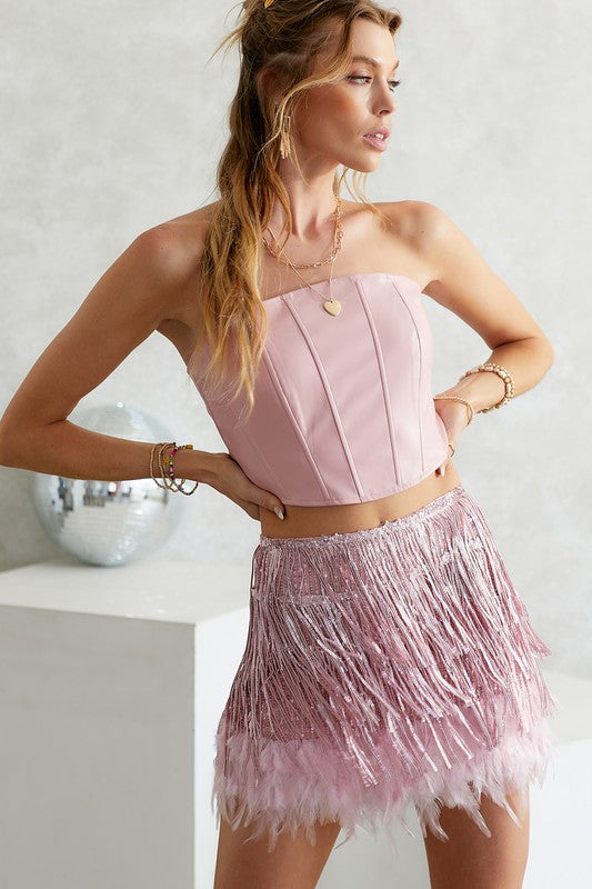 The Feather skirt- Ballet Pink