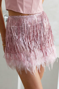 The Feather skirt- Ballet Pink